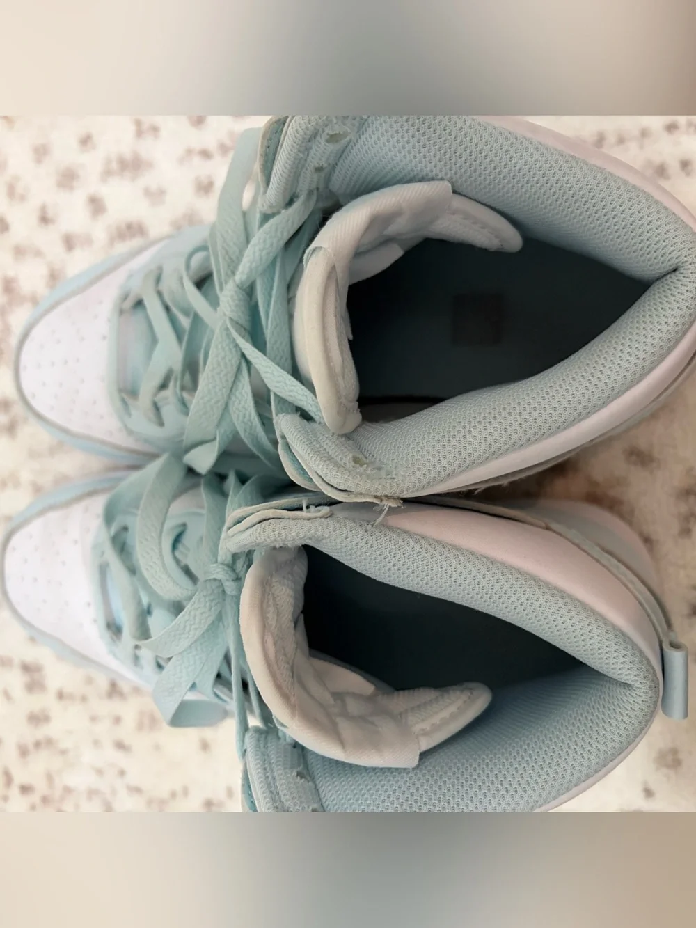 Nike high dunk, white/baby blue women’s size 8.5